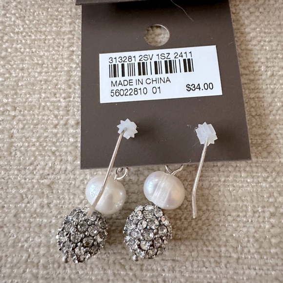 J Jill Pearl & Pave Drop Earrings NWT - Picture 5 of 5